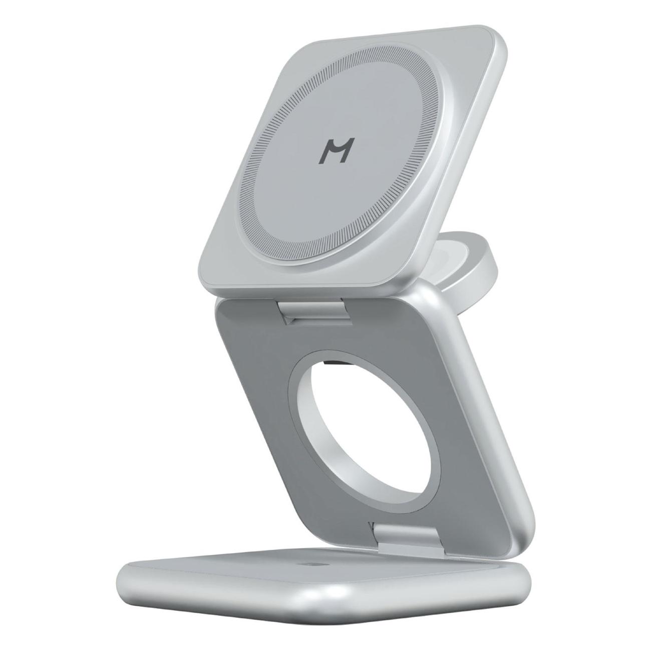 Изображение товара Беспроводное зарядное устройство Magssory Fold 3 в 1 для Samsung серебристое