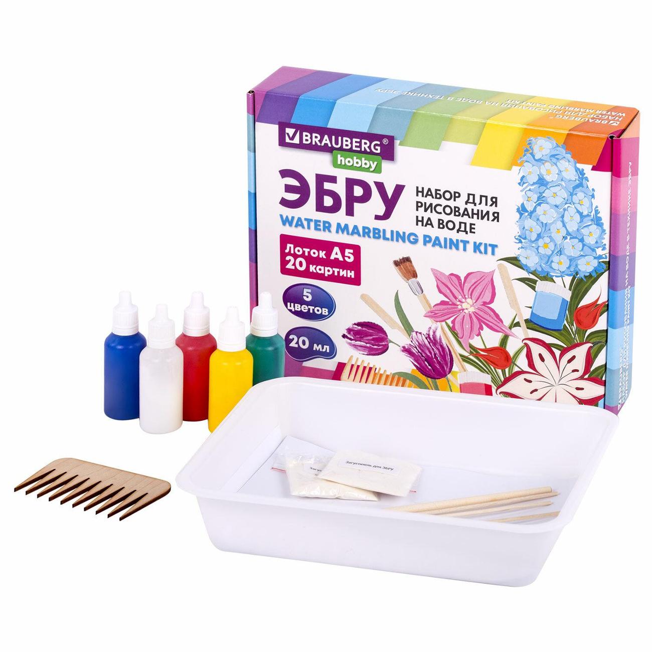 Изображение товара Набор для рисования на воде Brauberg Эбру 5цв 20 картин А5 HOBBY 665353