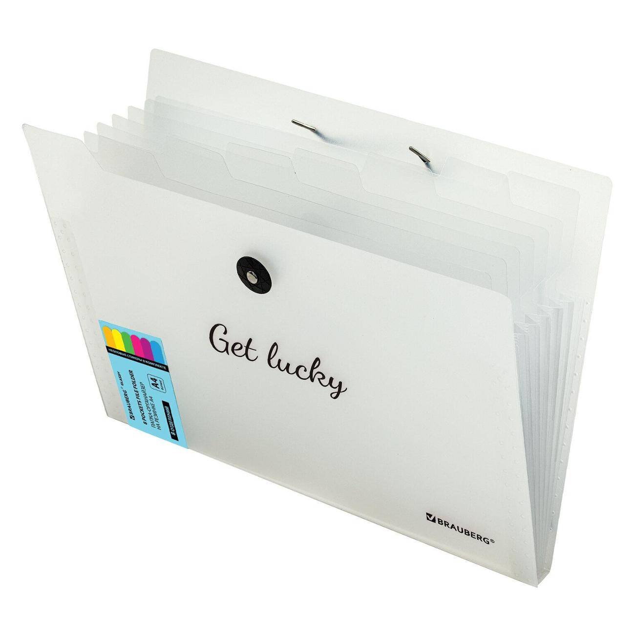 Изображение товара Папка А4 для документов Brauberg 8 отделений, Glassy, А4, прозрачная, 271928