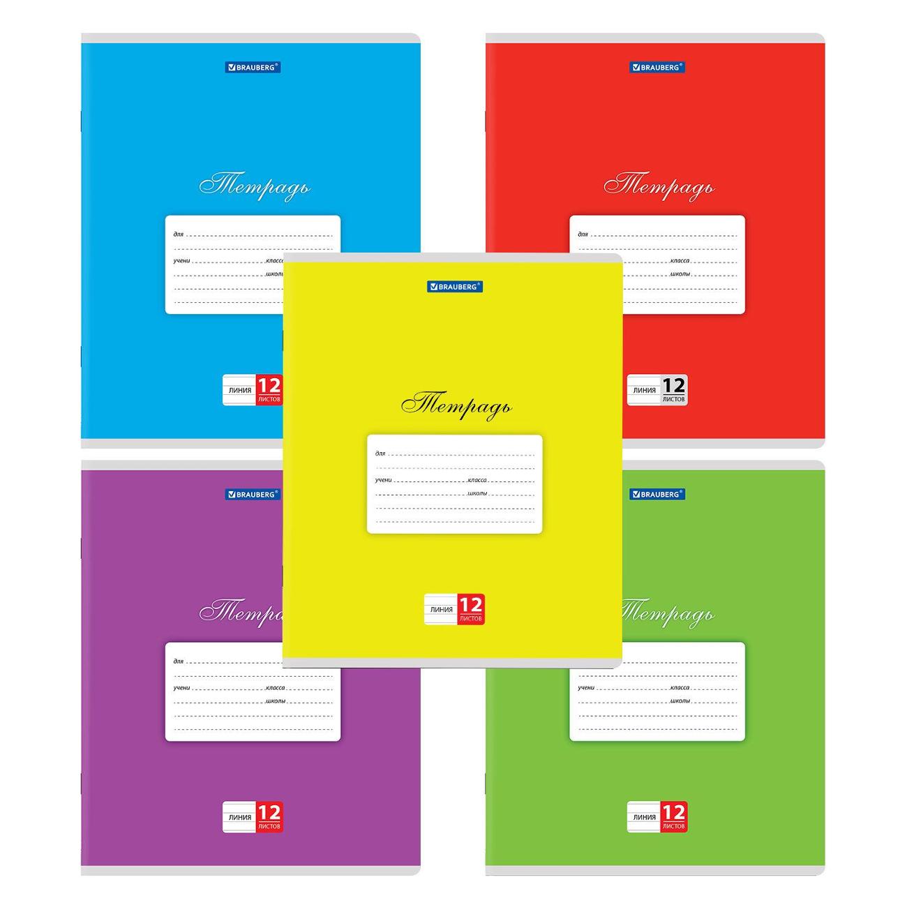 Изображение товара Тетрадь Brauberg 12л 20шт Ассорти линия 106727