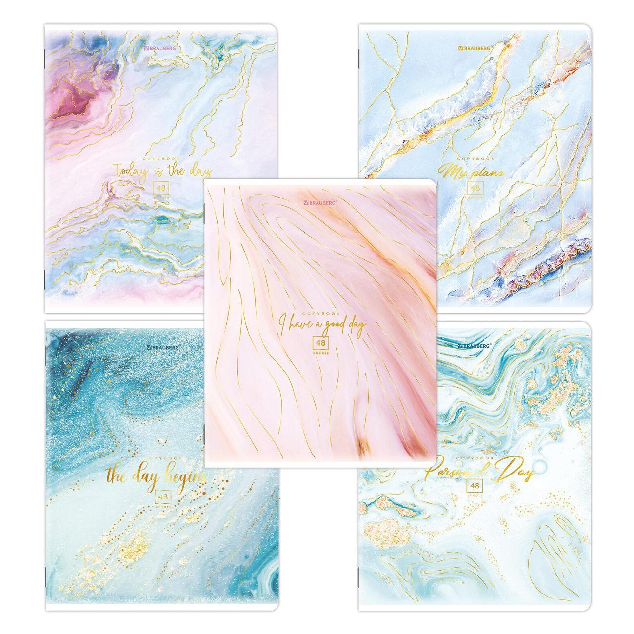 Изображение товара Тетрадь Brauberg 48л 5шт Мрамор 404398