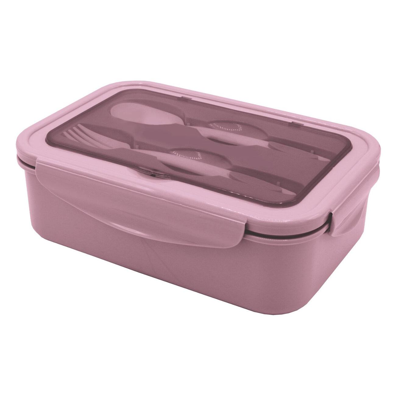 Изображение товара Ланч-бокс JOYLUX 1.4л, 4 отделения + ложка/вилка розовый