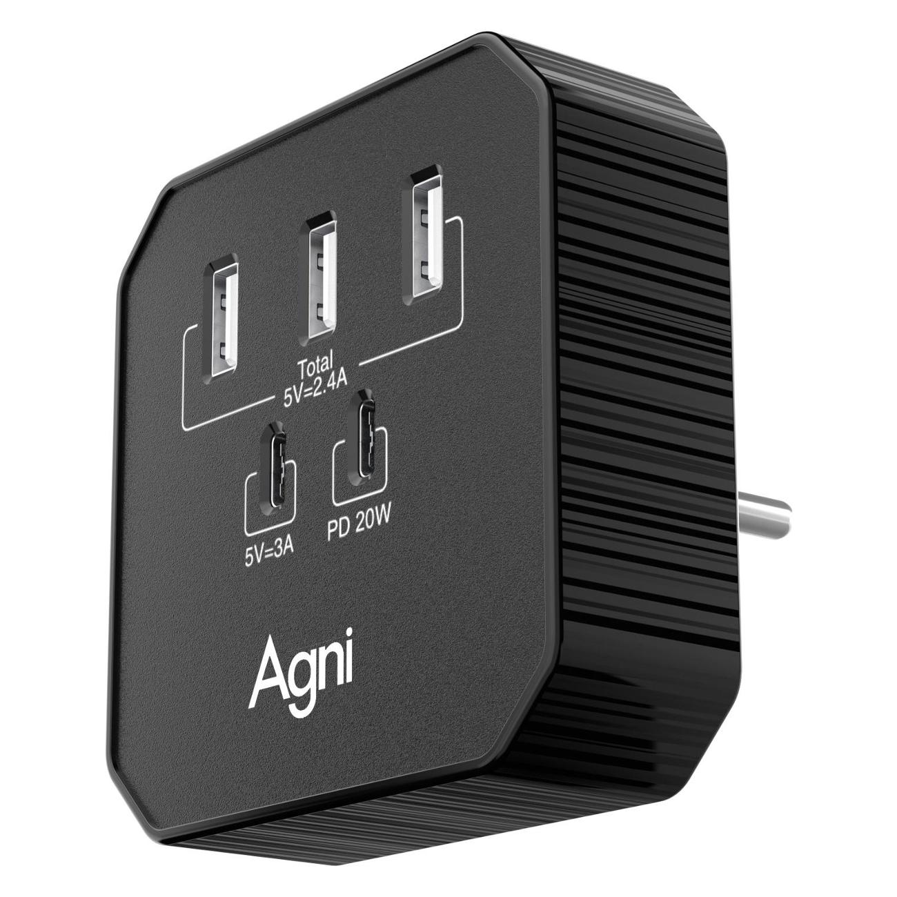 Изображение товара Сетевое зарядное устройство AGNI TP-WB2U3E черный