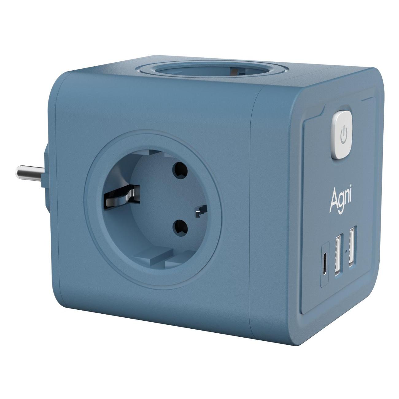 Изображение товара Тройник для розетки AGNI TP-WJ3U4E-C-blue