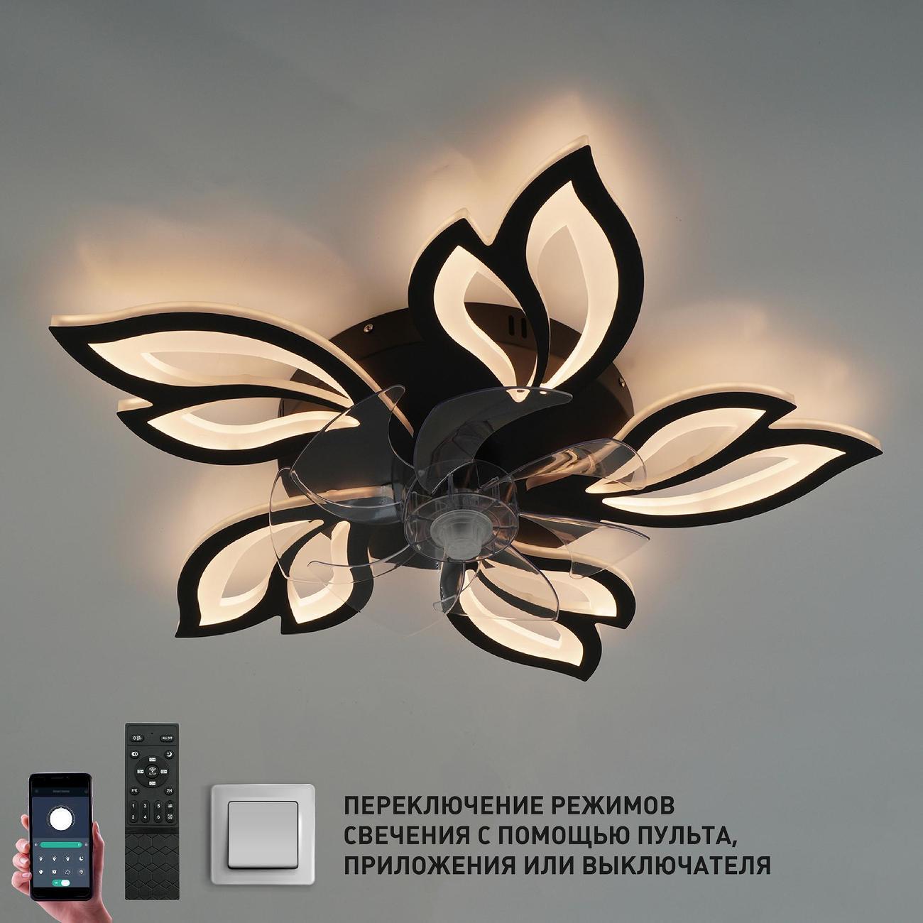 Изображение товара Люстра Estares FAN ASTRA 100W+18W 5F-APP-680x120-BLACK/WHITE-220