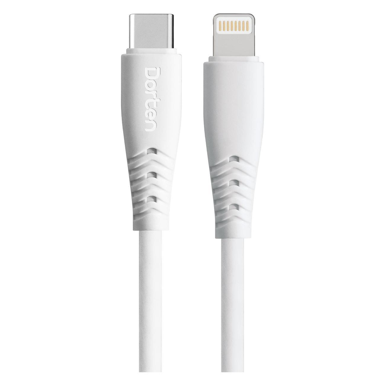 Изображение товара Кабель для смартфона, телефона Dorten USB-C to Lightning 27W/3A PD Soft-Touch Series 2м белый Изображение товара Кабель для смартфона, телефона Dorten USB-C to Lightning 27W/3A PD Soft-Touch Series 2м белый