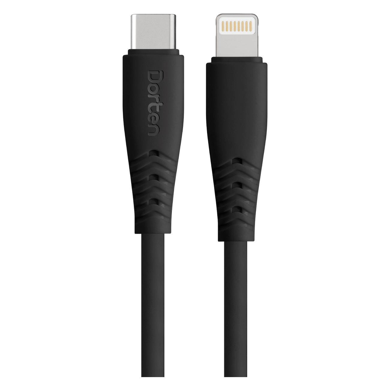 Изображение товара Кабель для смартфона, телефона Dorten USB-C to Lightning 27W/3A PD Soft-Touch Series 2м черный Изображение товара Кабель для смартфона, телефона Dorten USB-C to Lightning 27W/3A PD Soft-Touch Series 2м черный