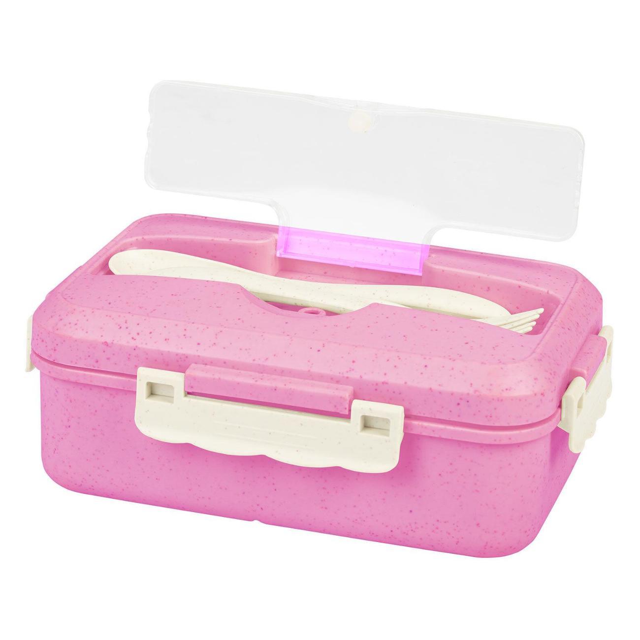 Изображение товара Ланч-бокс JOYLUX 1,4л 3 отделения +ложка вилка розовый
