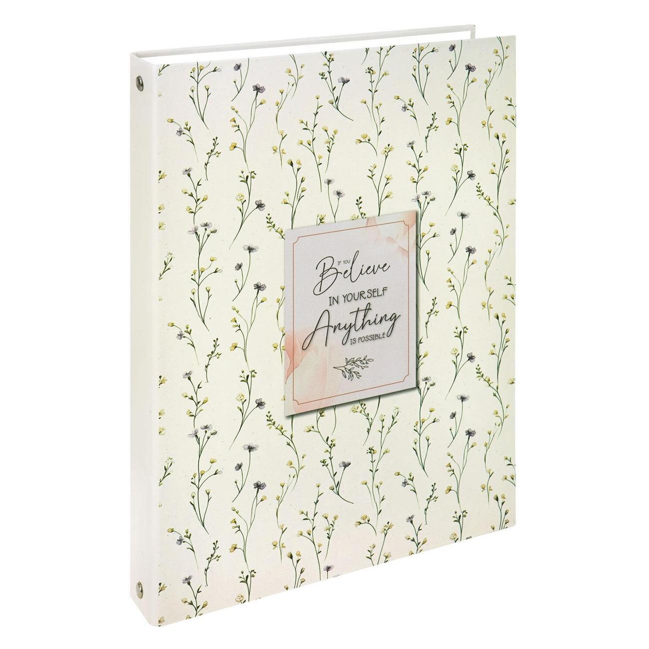 Изображение товара Тетрадь Brauberg на кольцах БОЛЬШАЯ А4 215х305мм, 100л, твердый картон, клетка, , Цветы, 405412