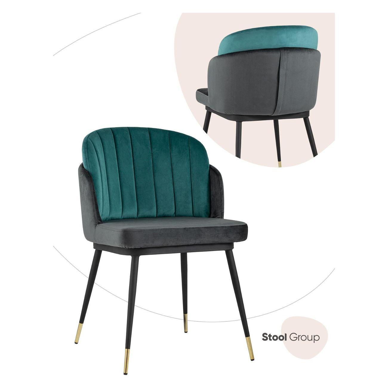 Изображение товара Стул Stool Group для кухни обеденный Пенелопа, велюр, бирюзовый+антрацит