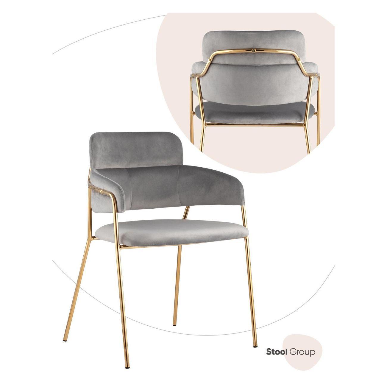 Изображение товара Стул Stool Group для кухни обеденный Полин, велюр, светло-серый