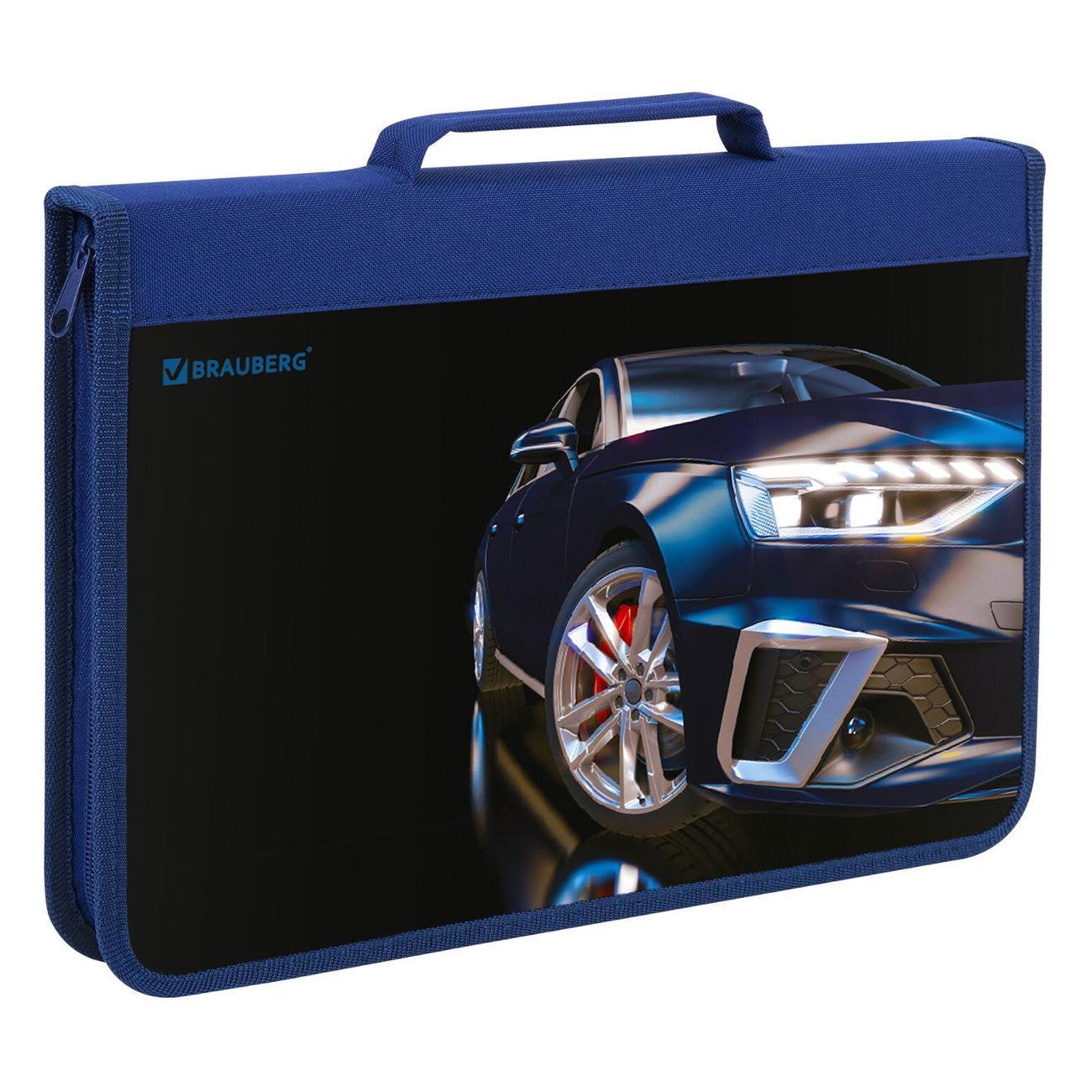 Изображение товара Папка Brauberg А4 с ручкой синий суперкар