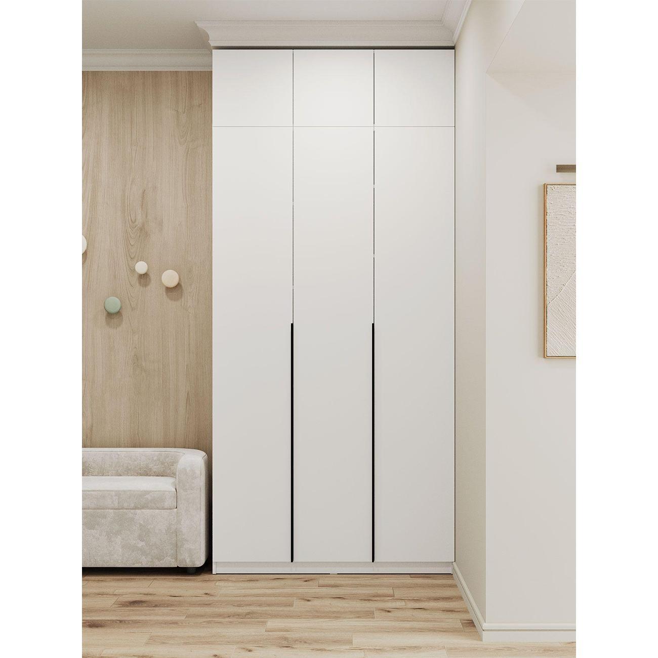 Изображение товара Шкаф Правила мебели Сеул с полками, со штангой, с антресолью, 120.1х50.6х260 см, Белый текстурный