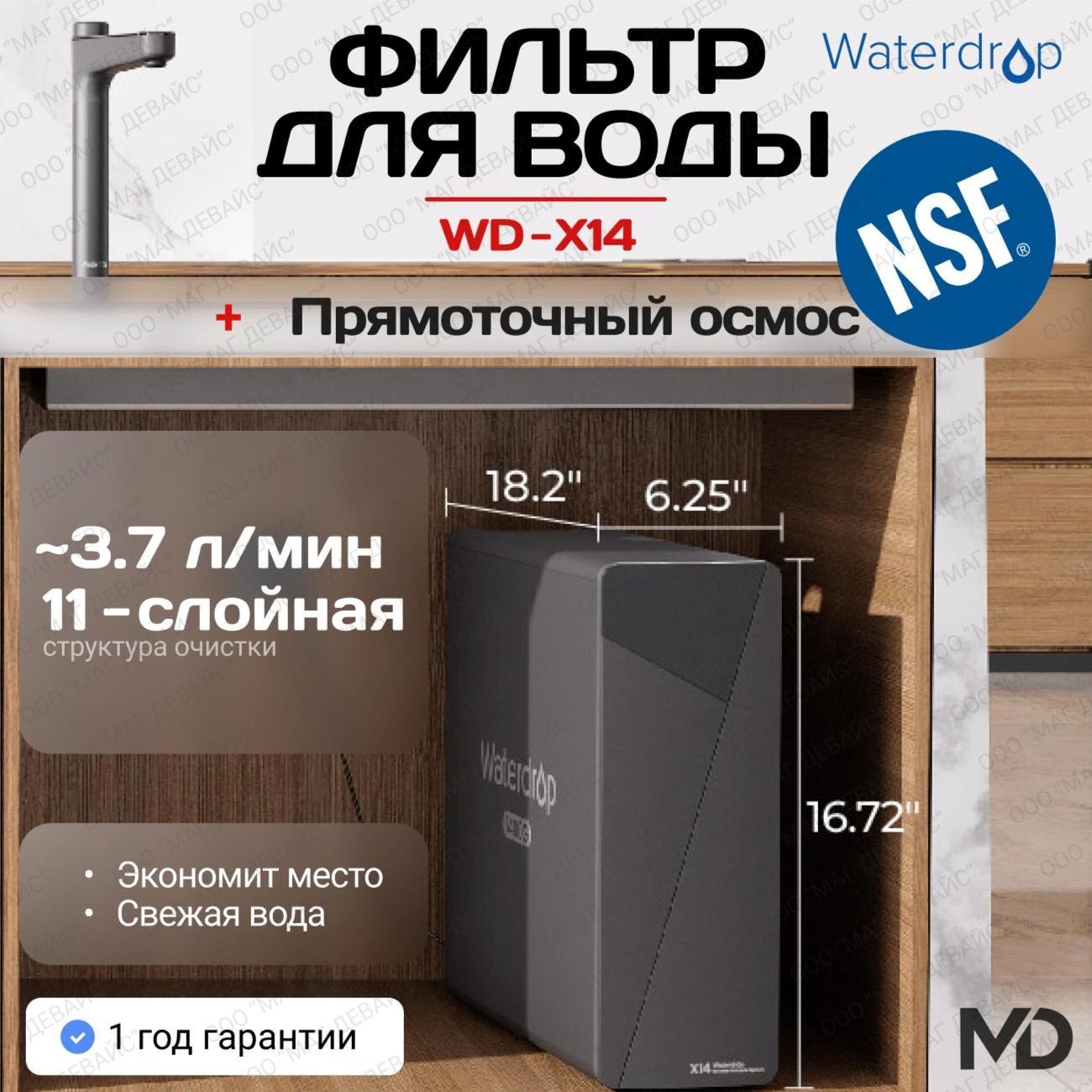 Изображение товара Проточный фильтр для очистки воды Waterdrop WD-X14