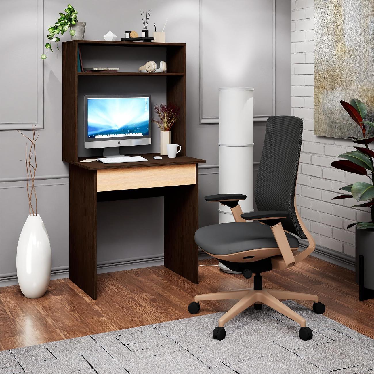 Изображение товара Стол письменный MFMaster с надстройкой Витто-86 венге-дуб молочный