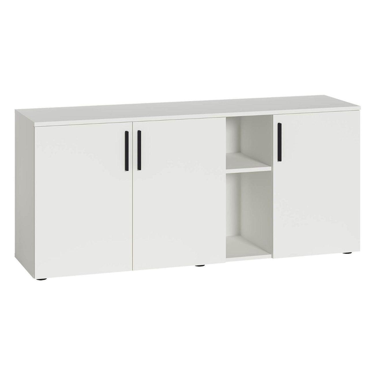 Изображение товара Тумба прикроватная Правила мебели под телевизор напольная Эйр ТВ с полками, 140х38.3х62.7 см, Белый шагрень