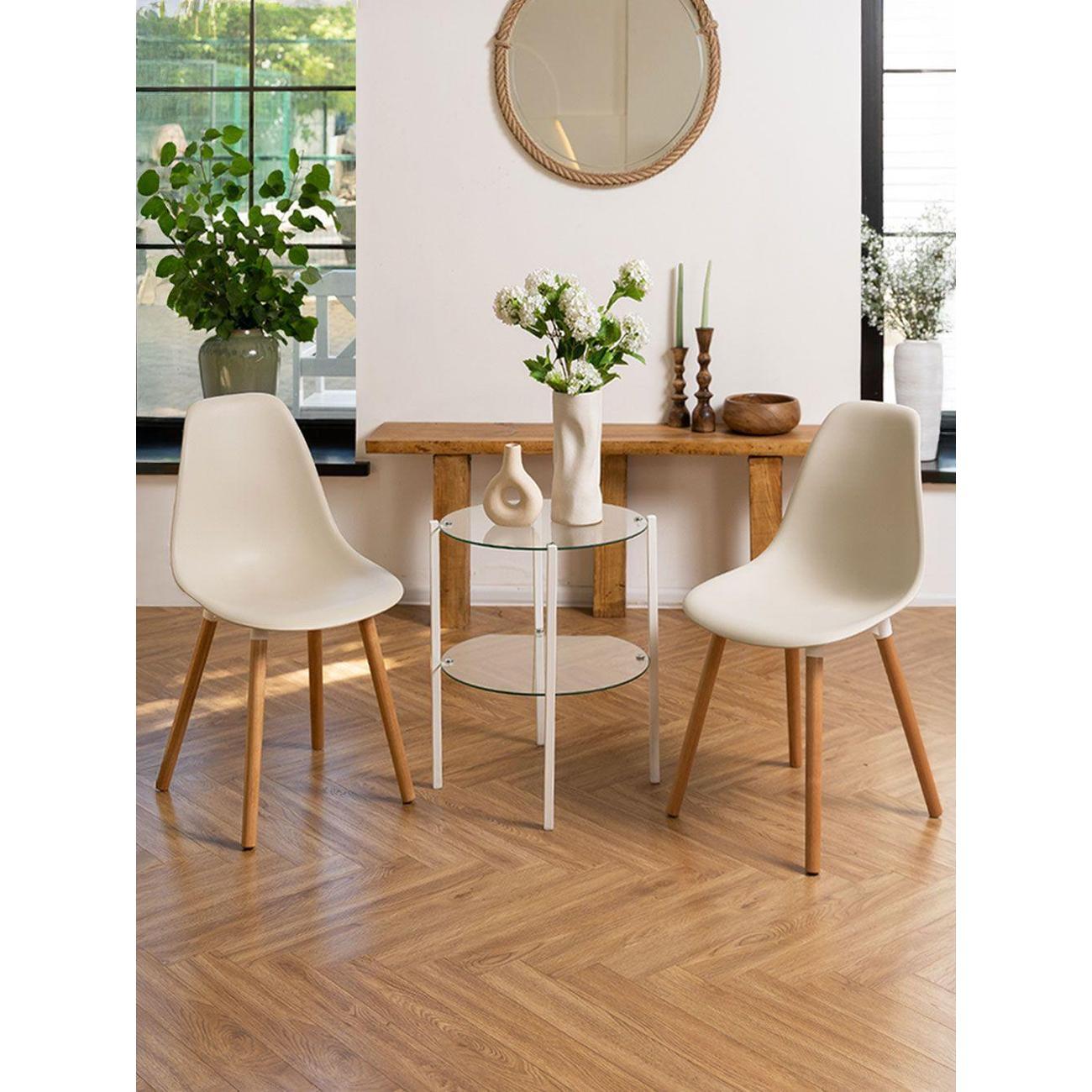 Изображение товара Стул обеденный Правила мебели Брава 4 шт, пластиковые, без подлокотников, 40x36x83 см, светло-бежевый, пластик / массив березы