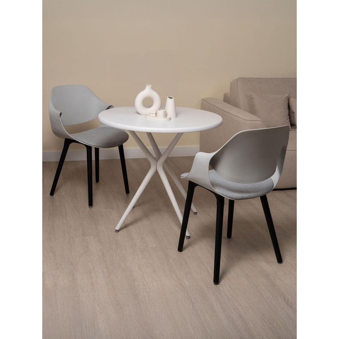 Изображение товара Стул обеденный Правила мебели Сати софт 2 шт, с мягким сиденьем, без подлокотников, 53,5x55,5x83,5 см, серый, пластик, рогожка / черные ножки, пластик