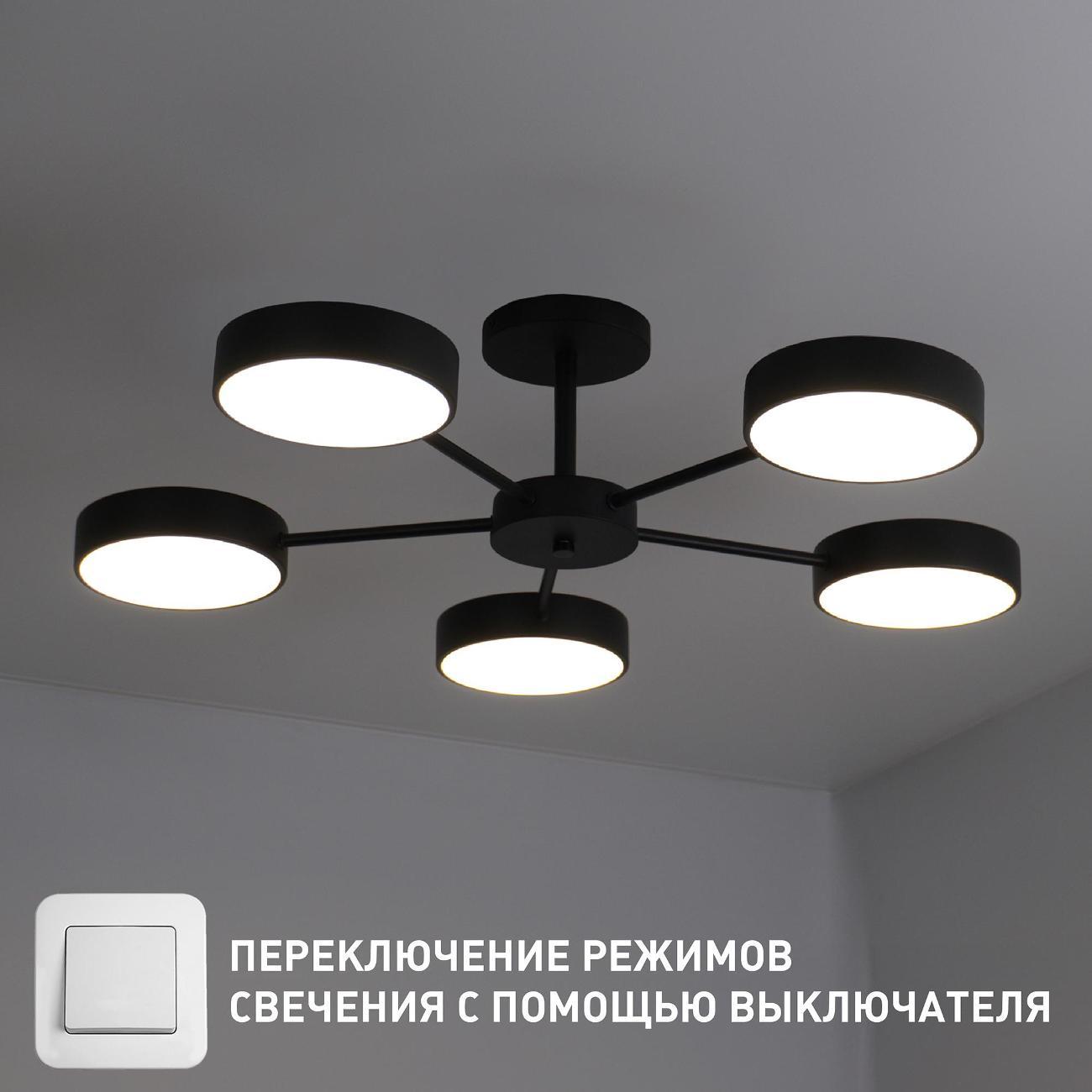 Изображение товара Люстра Estares MATEO 75W 5R-ON/OFF-706x165-BLACK