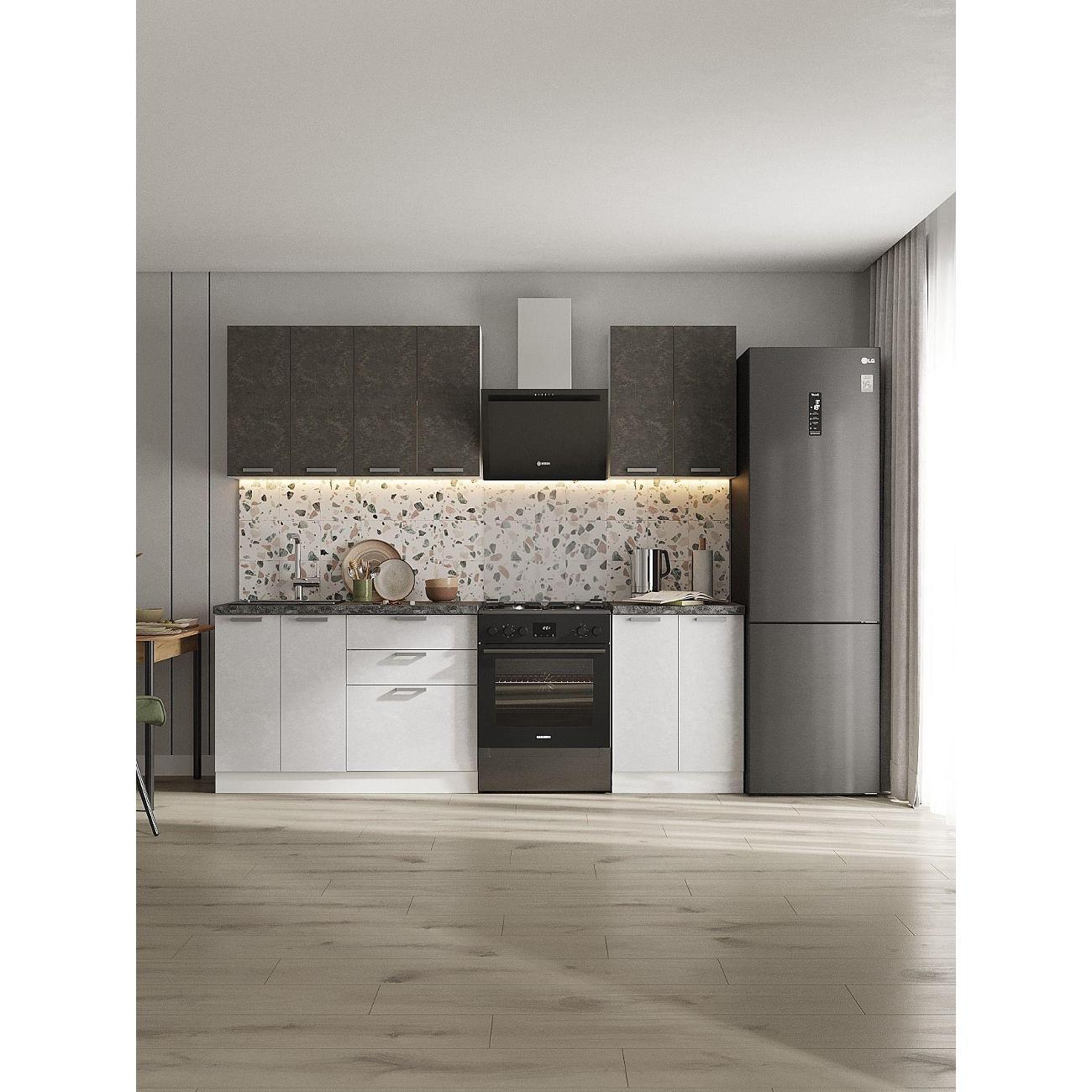 Изображение товара Кухня модульная Правила мебели угловой Бридж 1.8х1.5 м, Белый / Бетон снежный /