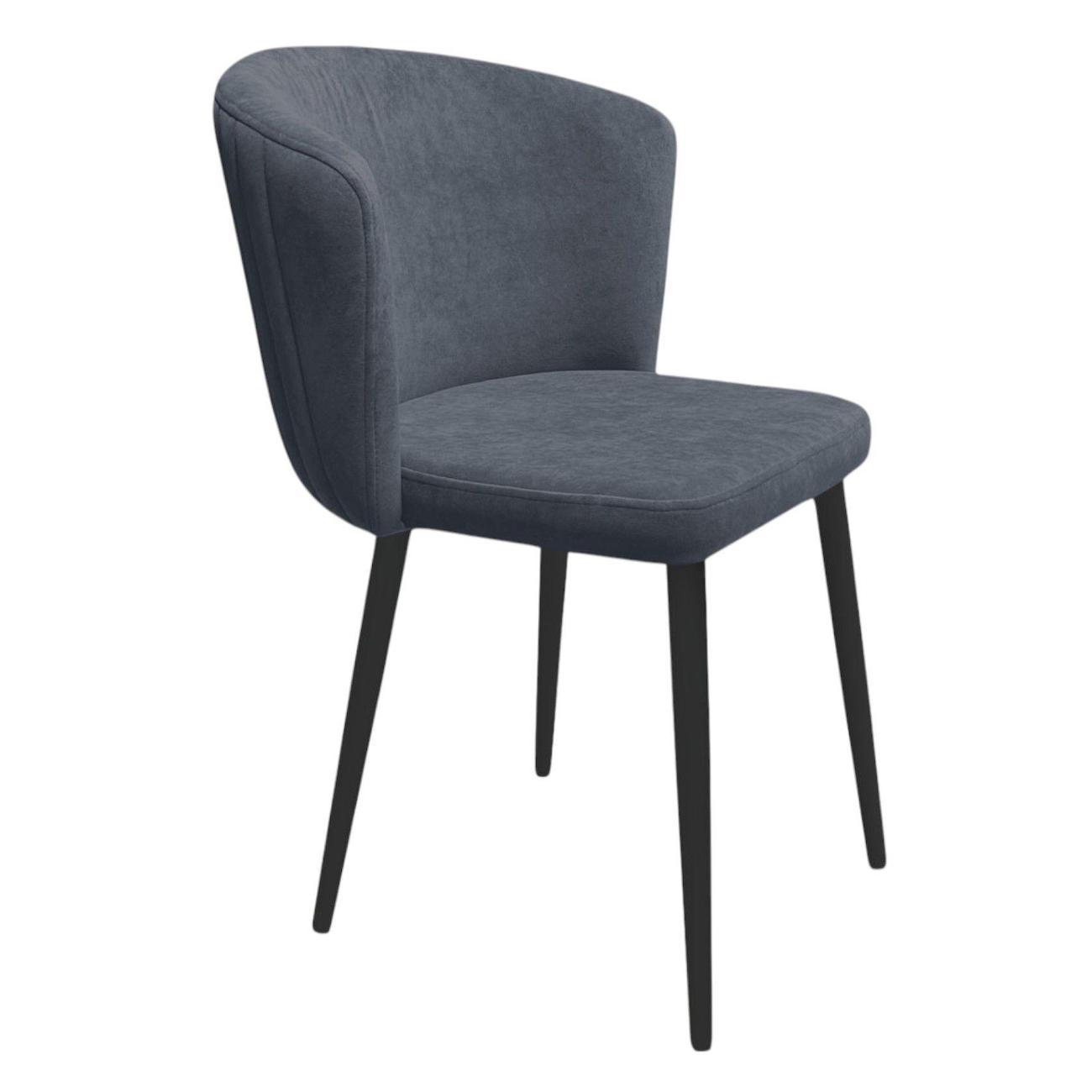 Изображение товара Стул Правила мебели для кухни Андерс, с мягким сиденьем, без подлокотников, 47х51х83 см, Темносерый, микровелюр / Черный, металл