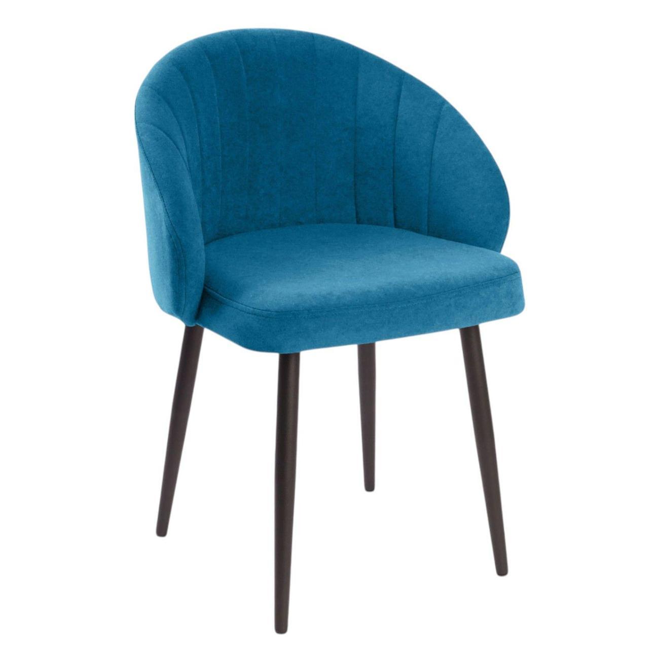 Изображение товара Стул Правила мебели для кухни Эйрик, с мягким сиденьем, без подлокотников, 53х50х81 см, Синий, микровелюр / Черный, металл