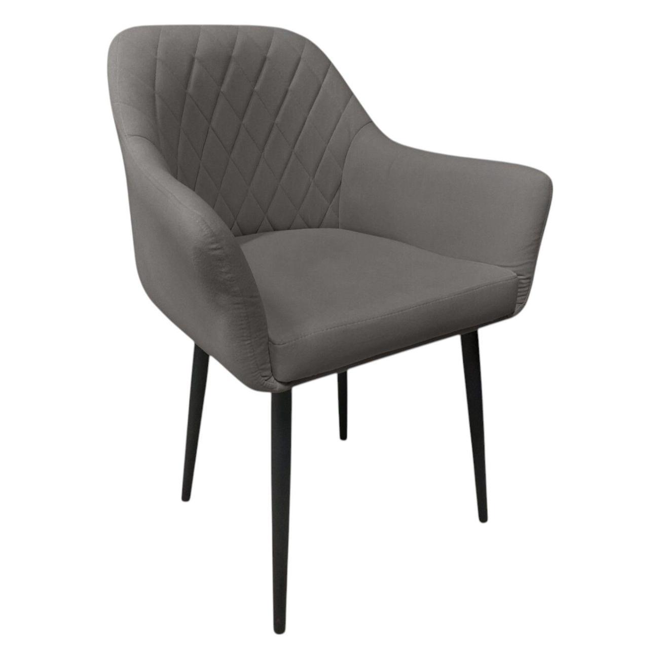 Изображение товара Стул Правила мебели для кухни Вальгард, с мягким сиденьем, с подлокотниками, 50х55х85 см, Графит, микровелюр / Черный, металл