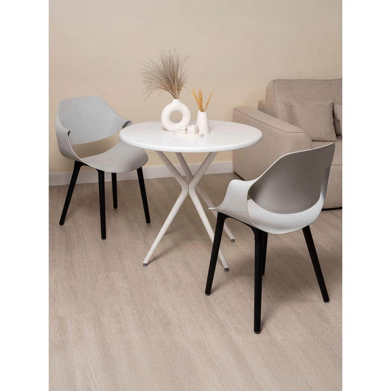 Изображение товара Стул Правила мебели Сати, без подлокотников, Светлосерый, пластик / Черные ножки, пластик