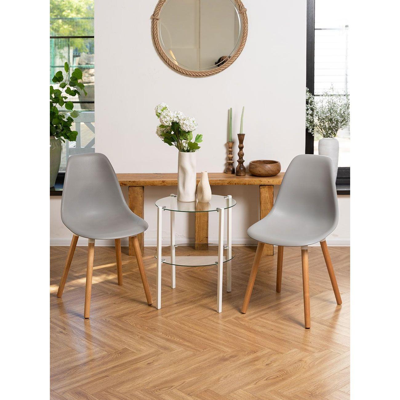 Изображение товара Стул Правила мебели Брава, пластиковый, без подлокотников, Серый, пластик / Массив березы