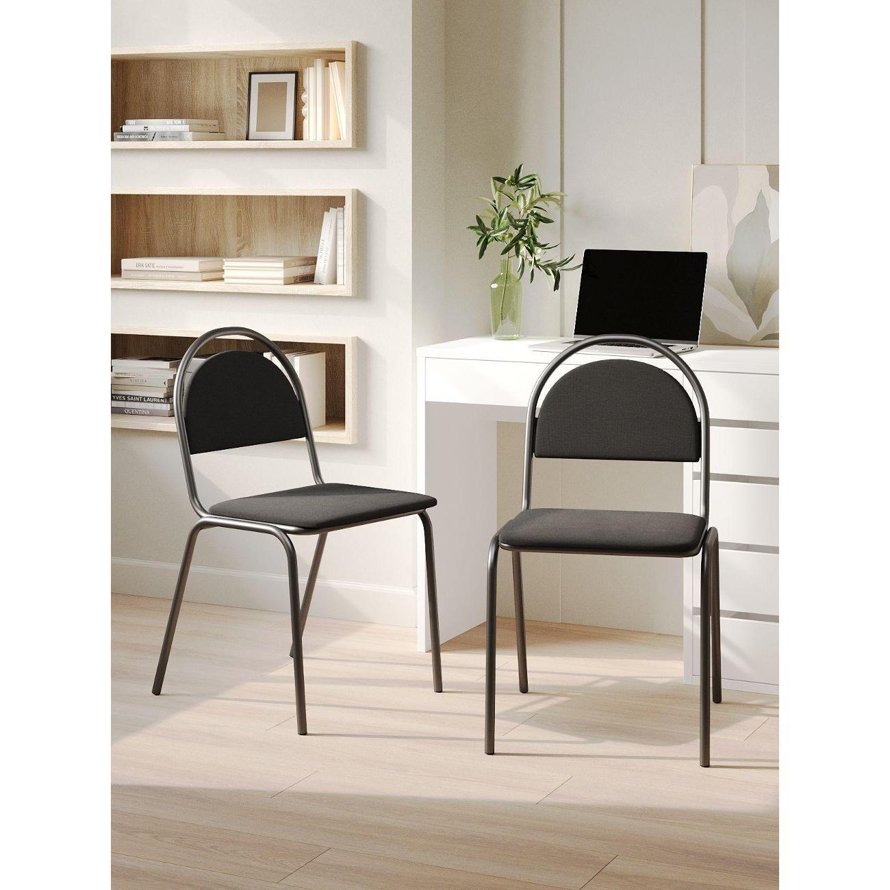 Изображение товара Стул Правила мебели Стандарт с мягким сиденьем, 2 шт., 47х54х84 см, Черный, ткань / Черный, металл