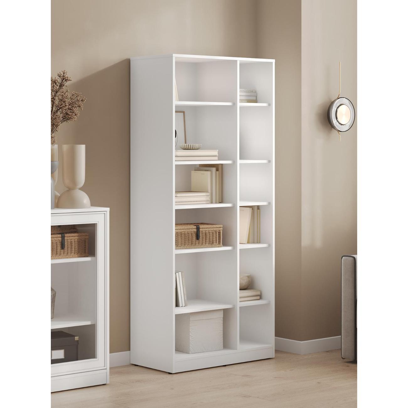 Изображение товара Стеллаж Правила мебели Люсиль, с нишей, с полками, 78.6х40.1х180.6 см, Белый арктик