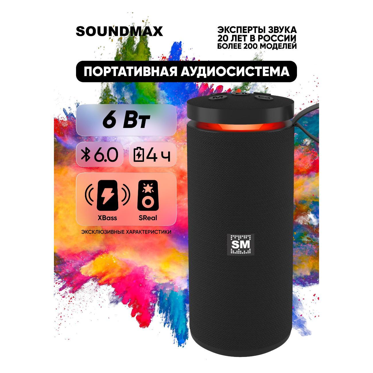 Изображение товара Портативная беспроводная колонка Soundmax SM-PS5015B(черный)