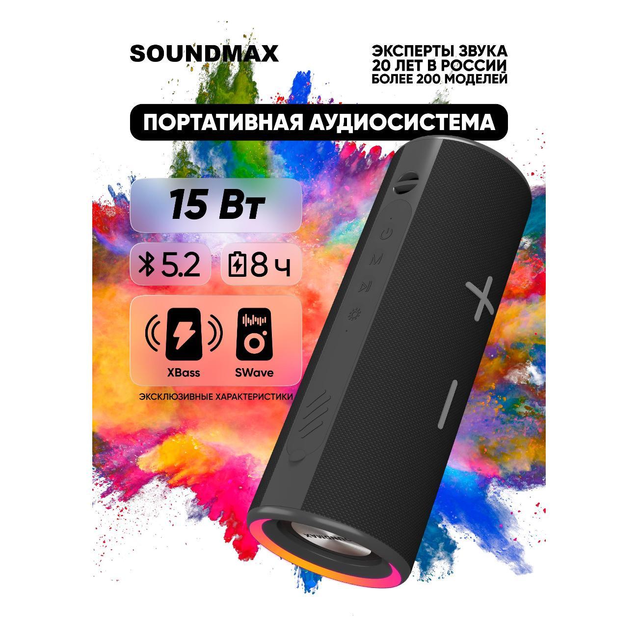 Изображение товара Портативная беспроводная колонка Soundmax SM-PS5024B(чёрный)