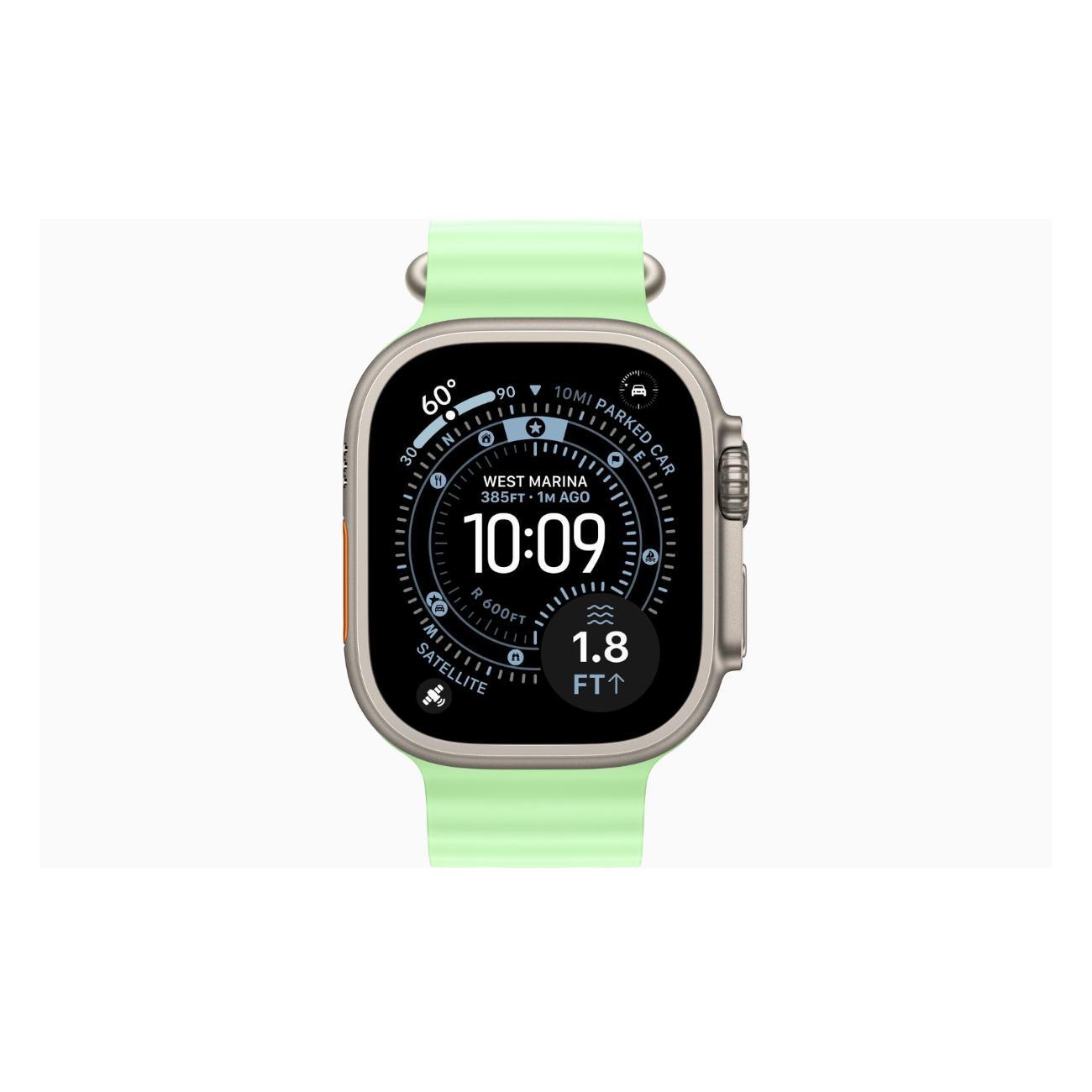Apple Watch Ultra 3 Titanium Natural 49mm Ocean Band зеленый неон