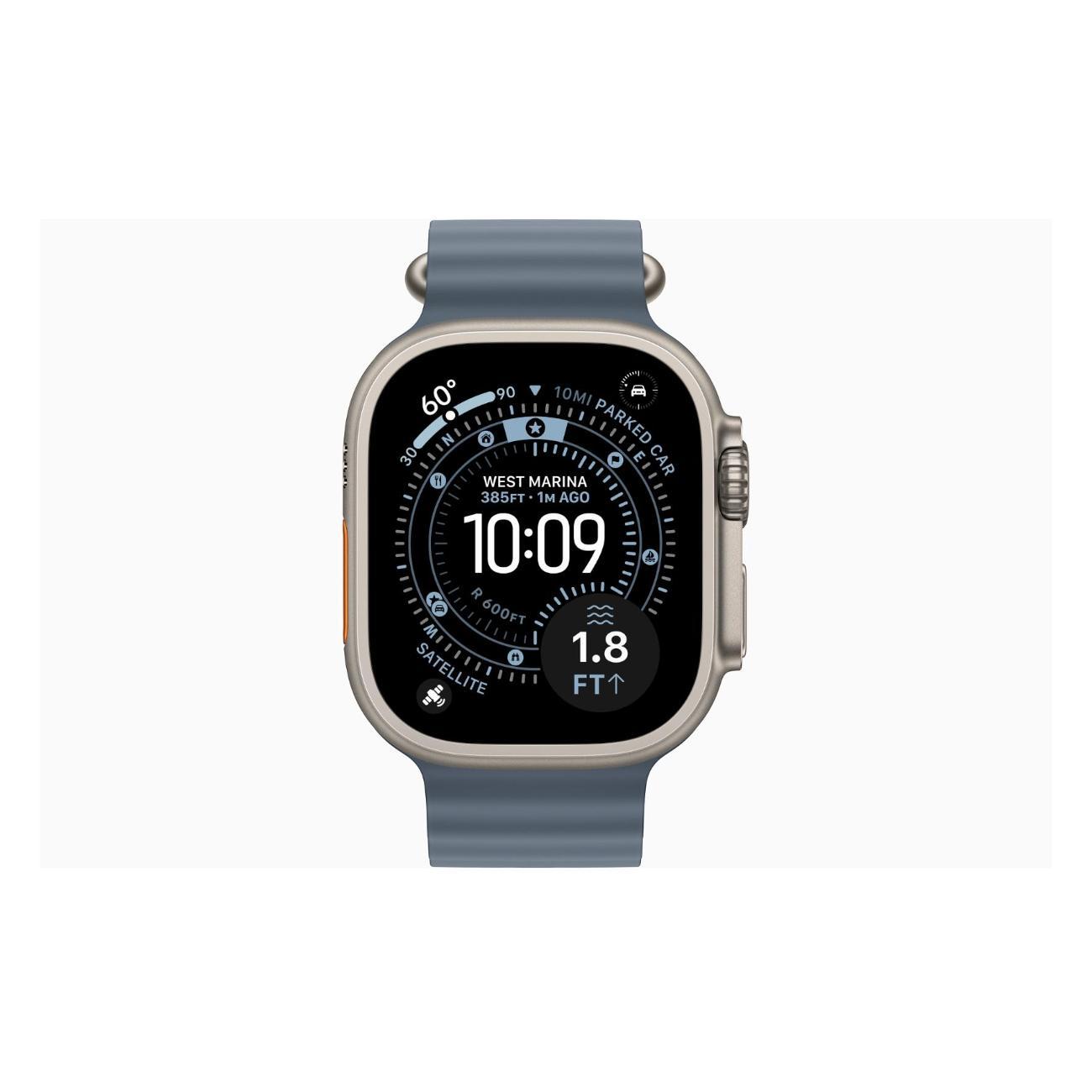 Apple Watch Ultra 3 Titanium Natural 49mm Ocean Band Anchor синий