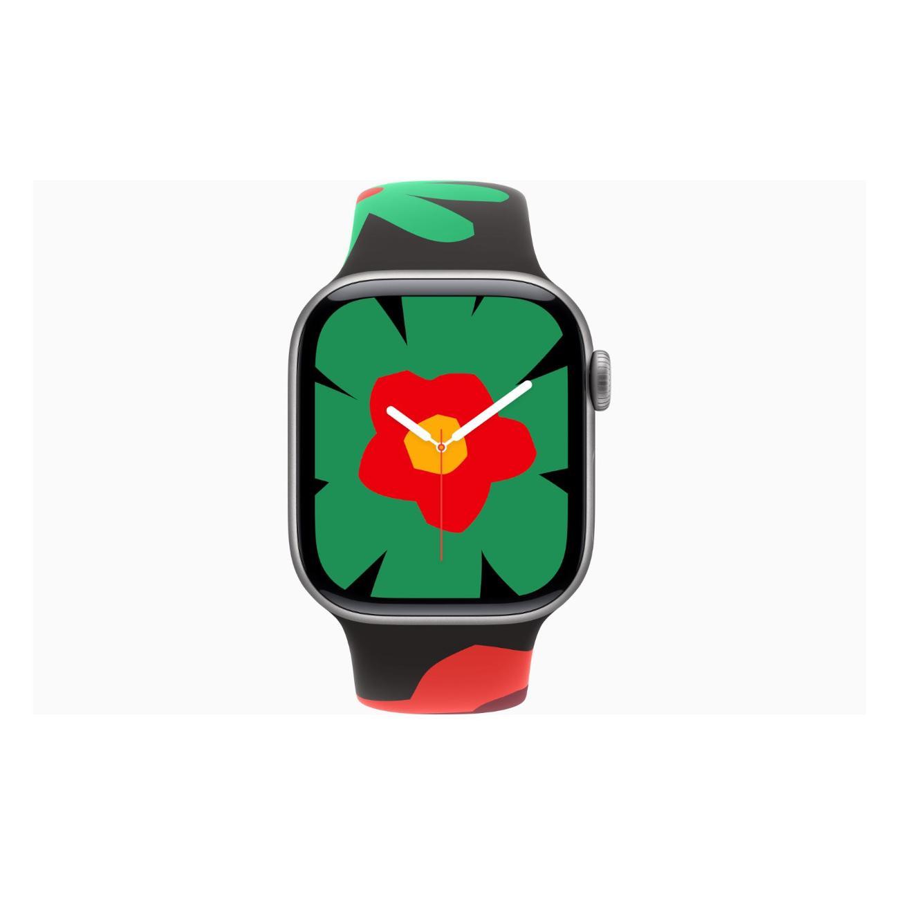 Apple Watch Series 11 Aluminium серый космос 42mm GPS Rubber Sport Band Black Unity Bloom