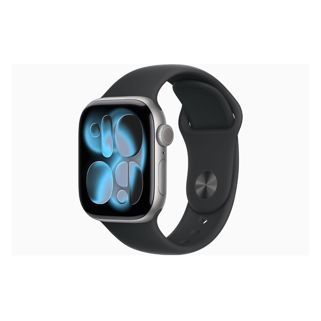 Apple Watch Series 11 Aluminium серый космос 46mm GPS Rubber Sport Band черный