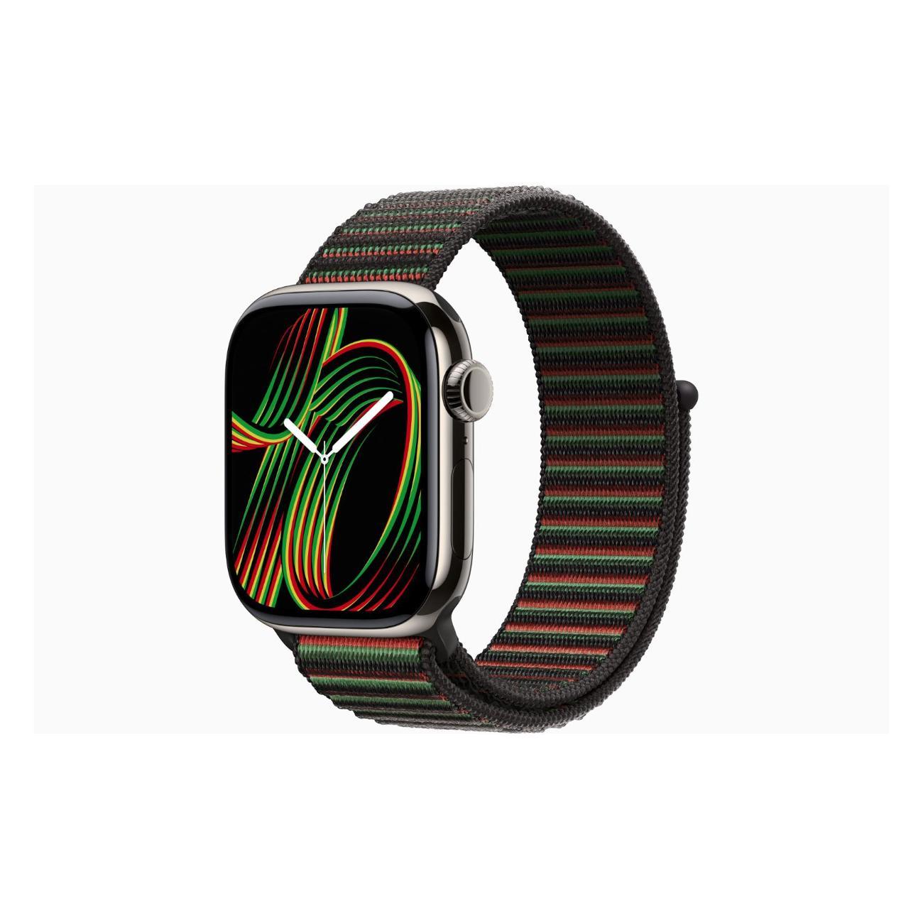 Apple Watch Series 11 Titanium Natural 42mm GPS Textile Sport Loop Black Unity Rhythm