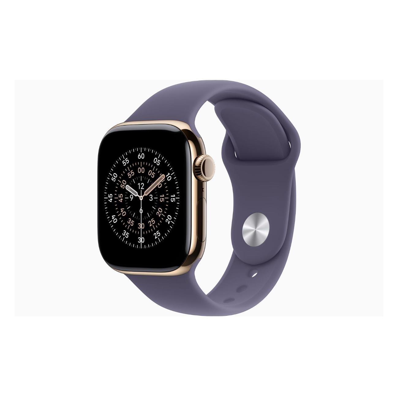 Apple Watch Series 11 Titanium Gold 42mm GPS Rubber Sport Band Purple Fog