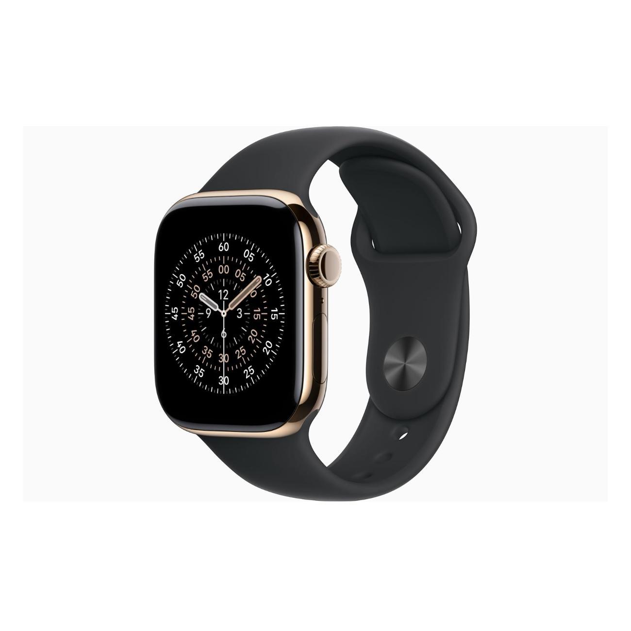 Apple Watch Series 11 Titanium Gold 42mm GPS Rubber Sport Band черный