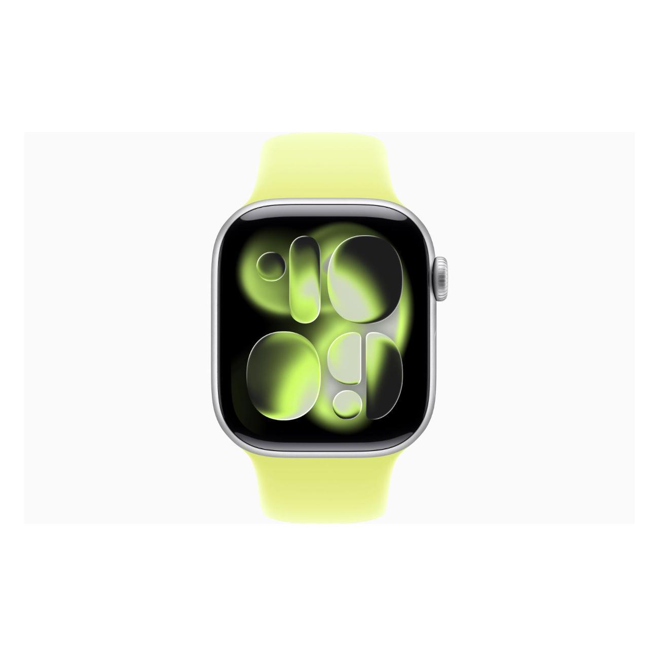 Apple Watch Series 11 Aluminium Silver 42mm GPS Rubber Sport Band Neon желтый