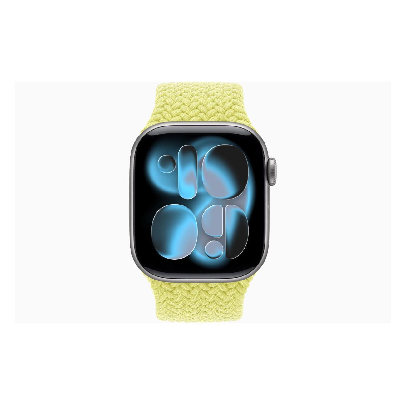 Apple Watch Series 11 Aluminium серый космос 46mm GPS Textile Braided Solo Loop Neon желтый