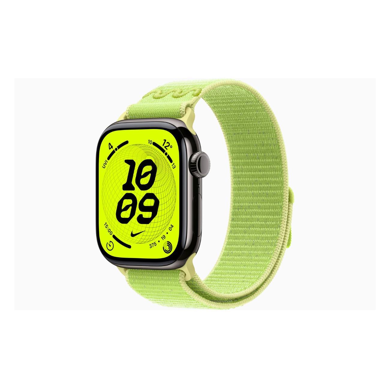 Apple Watch Series 11 Titanium Slate 42mm GPS Textile Nike Sport Loop Volt Splash