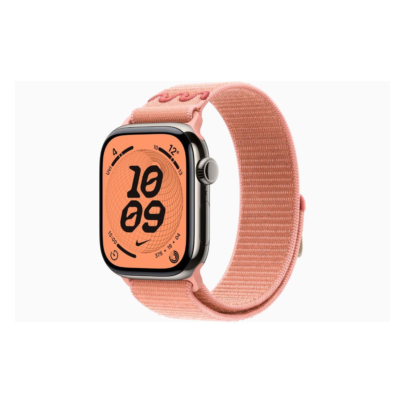 Apple Watch Series 11 Titanium Natural 46mm GPS Textile Nike Sport Loop Alpenglow розовый