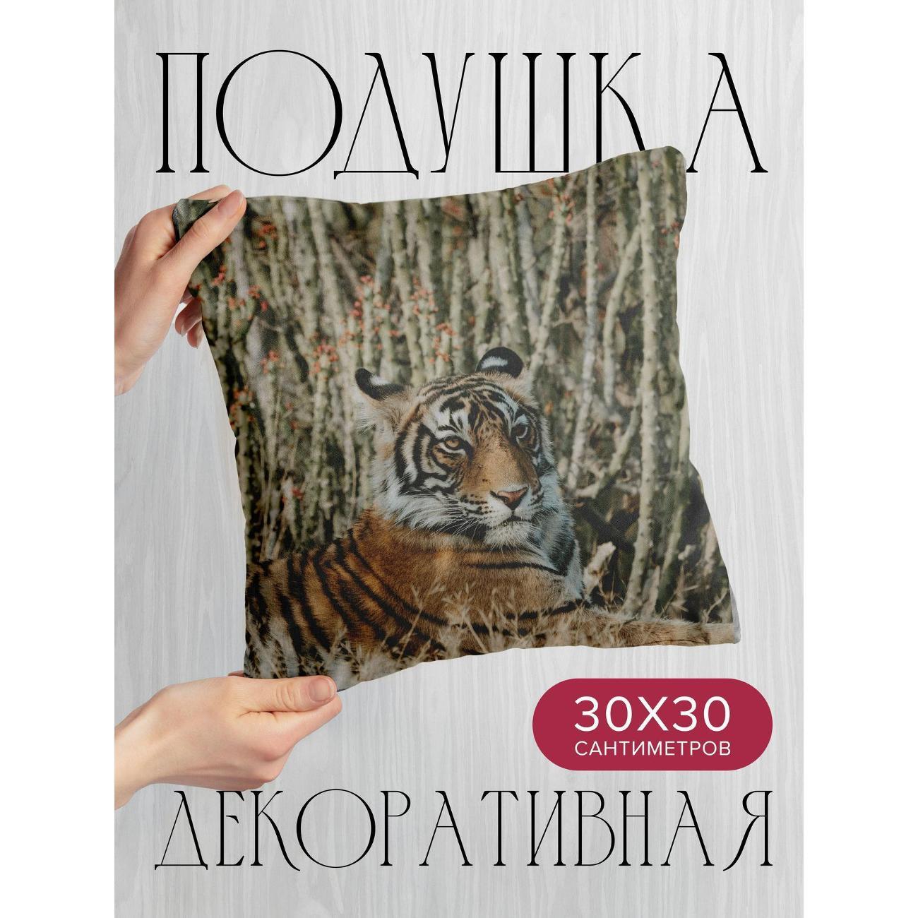 Изображение товара Подушка 365home 30x30см / Животные / тигр / лежит (WC120567)