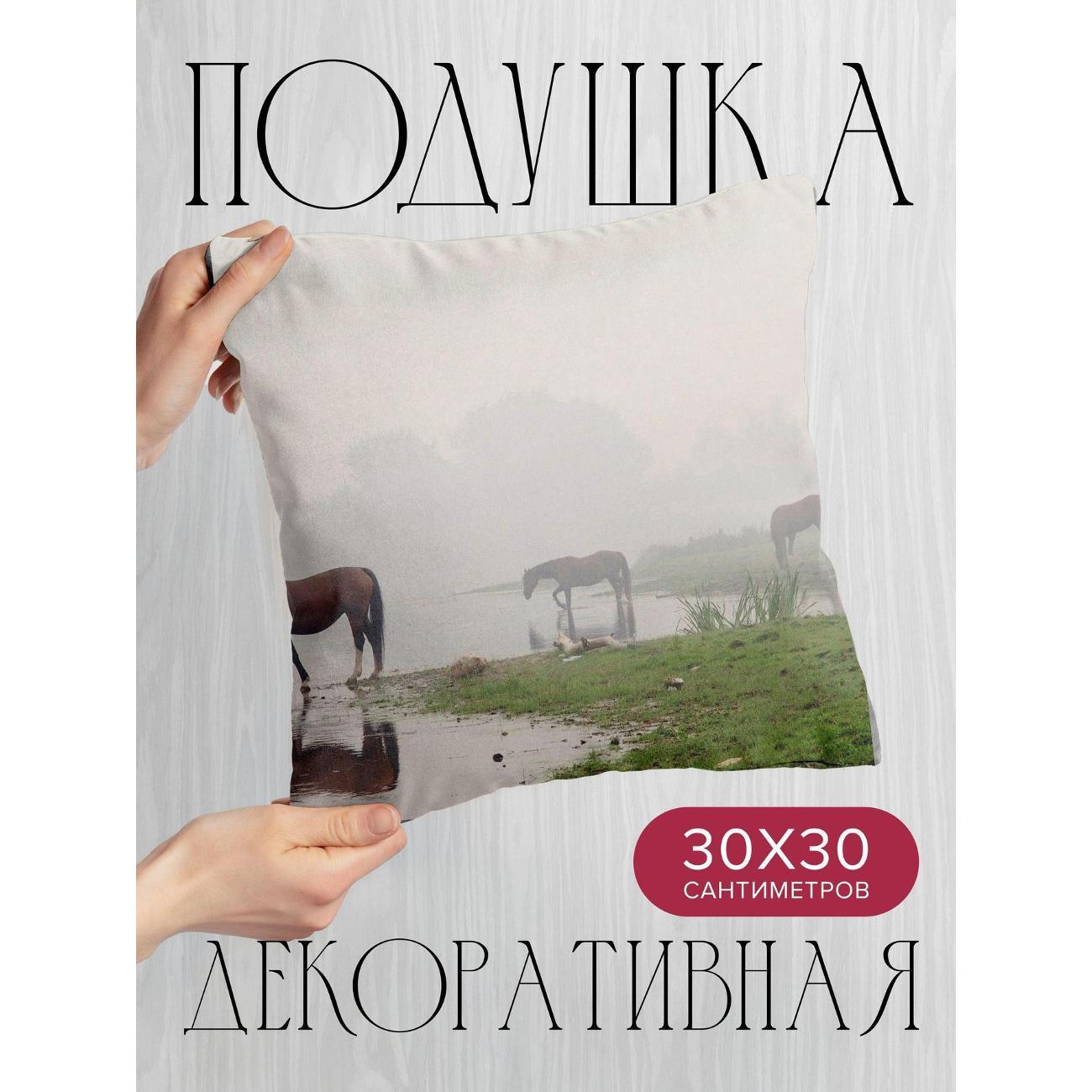 Изображение товара Подушка 365home 30x30см / Животные / лошади / река (WC72225)