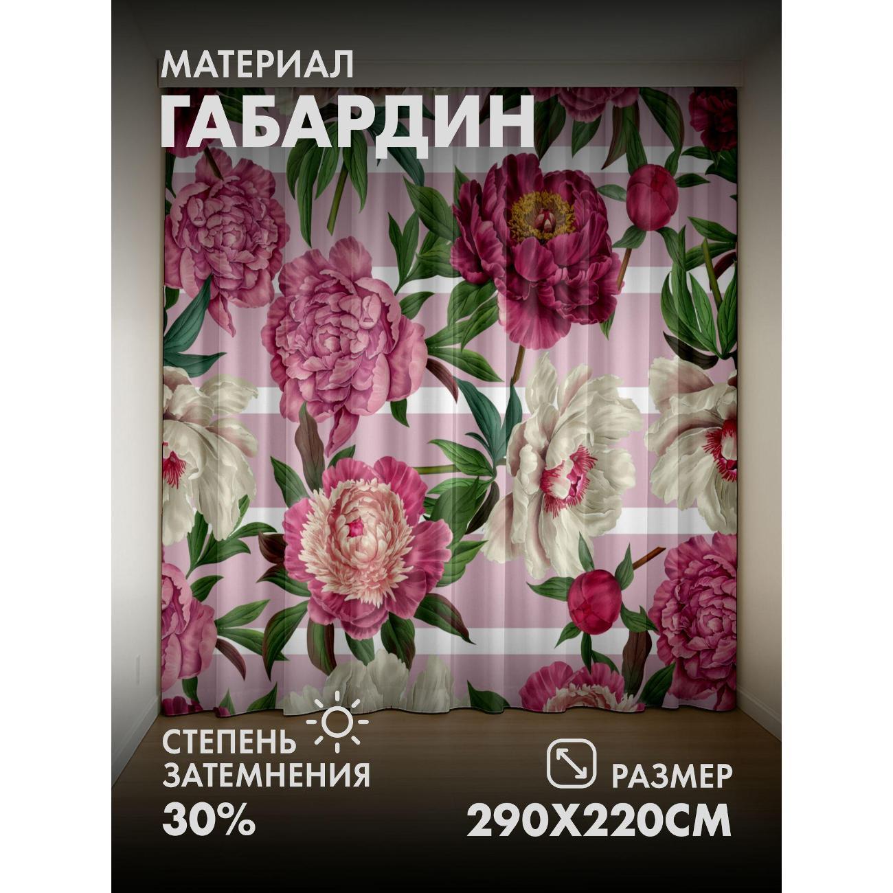 Изображение товара Фотошторы 365home Пионы розовых, белых и бордовых (FP226976478)