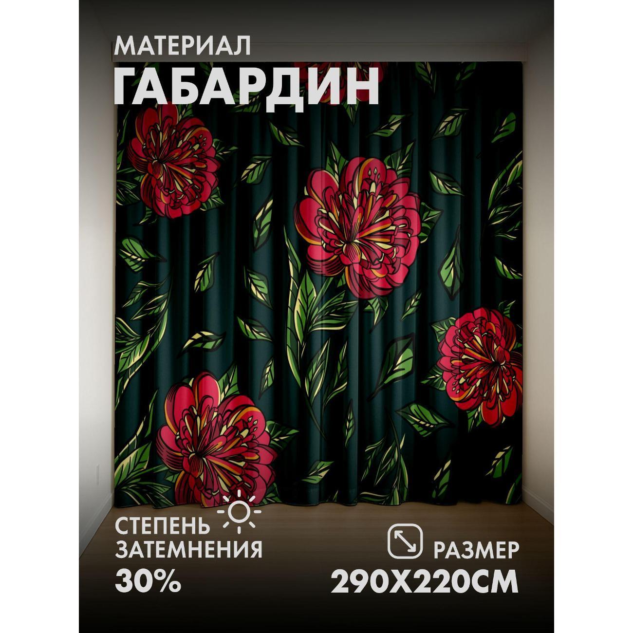 Изображение товара Фотошторы 365home Красные хризантемы с зелёными (FP23454917)