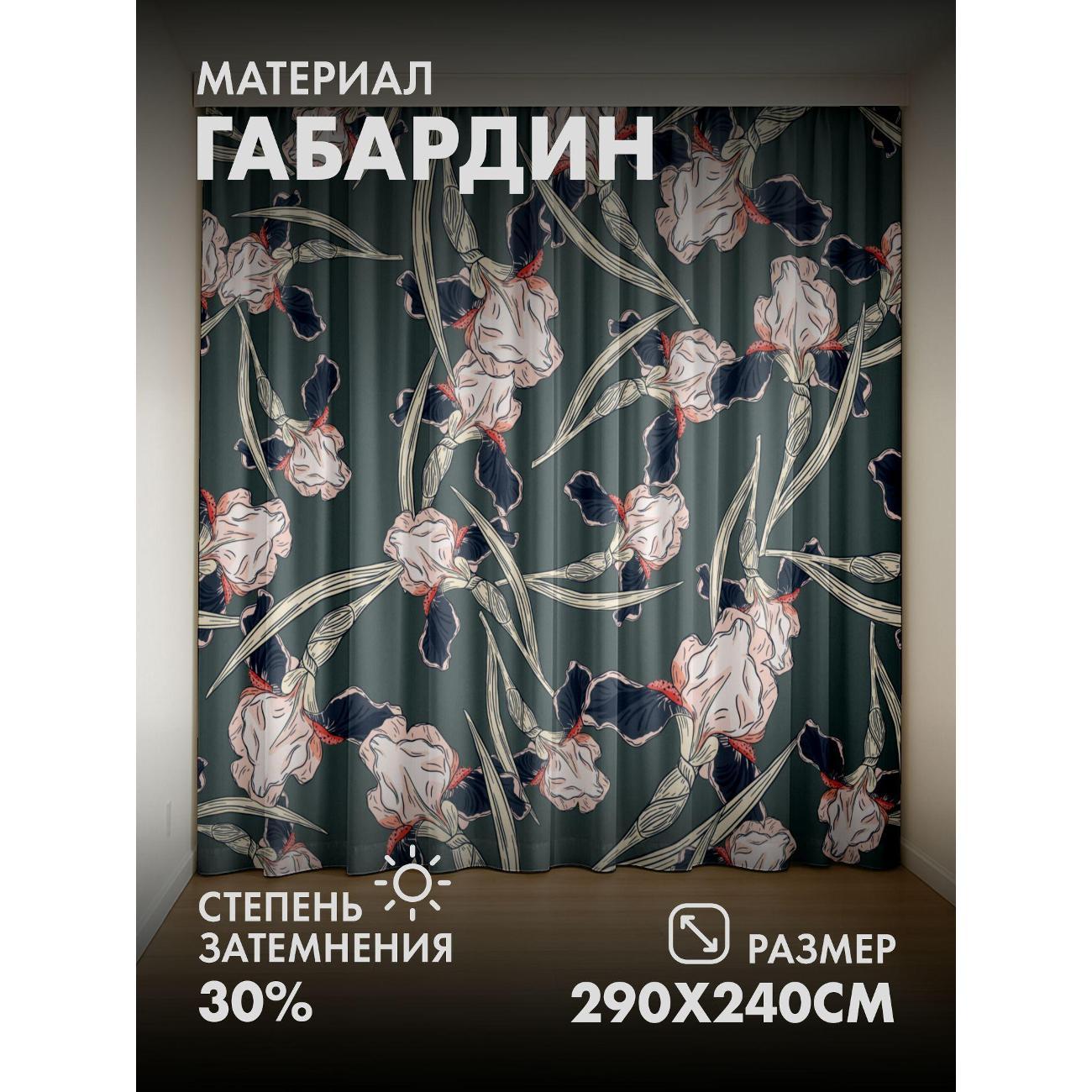 Изображение товара Фотошторы 365home Узор из ирисов с тёмными лепестками (FP16241975)