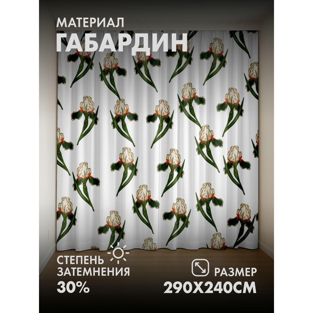 Изображение товара Фотошторы 365home Бесшовный узор из белых ирисов (FP16242172)